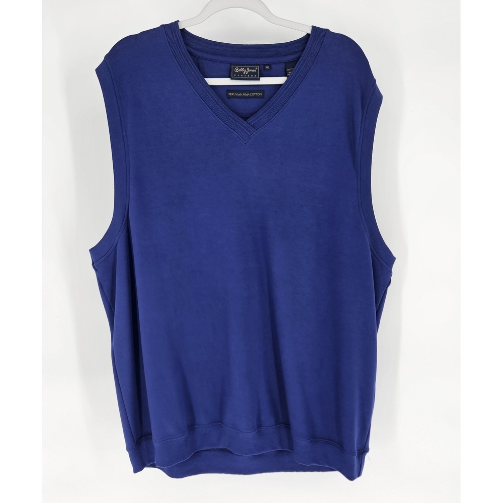 Bobby‎ Jones Players Blue Peruvian Pima Cotton V-Neck Sweater Vest Mens XXL